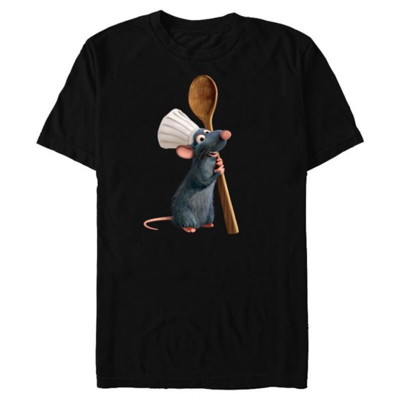 Disney Pixar Ratatouille Chef Remy with Spoon - Short Sleeve Blended T-Shirt for Adults- Customized-Black