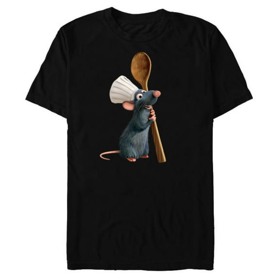 Disney Pixar Ratatouille Chef Remy with Spoon - Short Sleeve Blended T-Shirt for Adults- Customized-Black