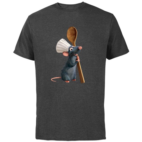 Disney Pixar Ratatouille Chef Remy with Spoon - Short Sleeve Cotton T-Shirt for Adults- Customized-Charcoal