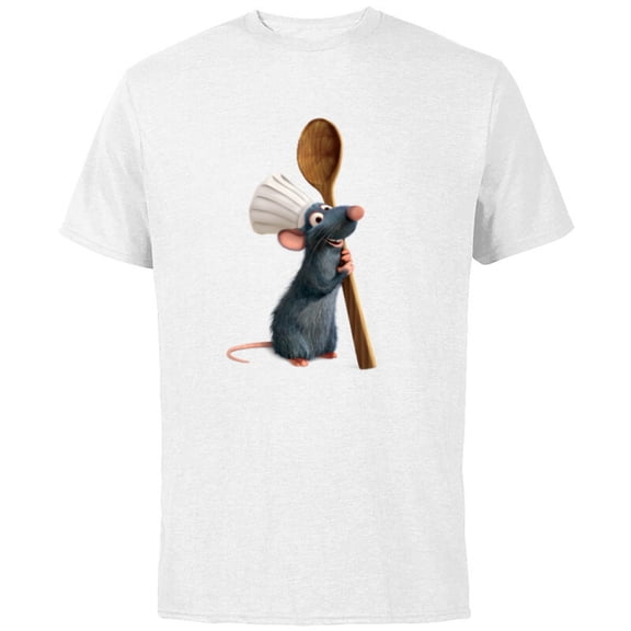 Disney Pixar Ratatouille Chef Remy with Spoon - Short Sleeve Cotton T-Shirt for Adults- Customized-White