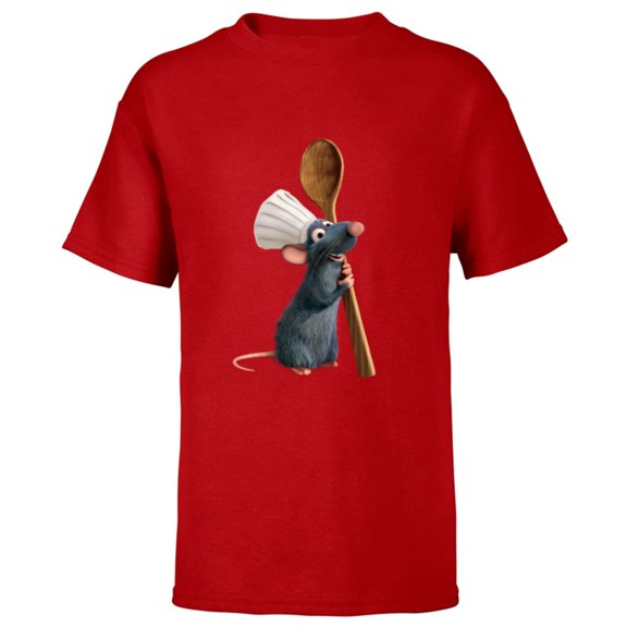 Disney Pixar Ratatouille Chef Remy with Spoon - Short Sleeve T-Shirt for Kids- Customized-Red