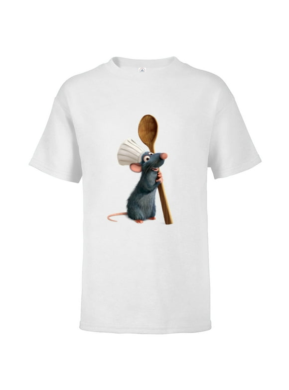 Disney Pixar Ratatouille Chef Remy with Spoon - Short Sleeve T-Shirt for Kids- Customized-White