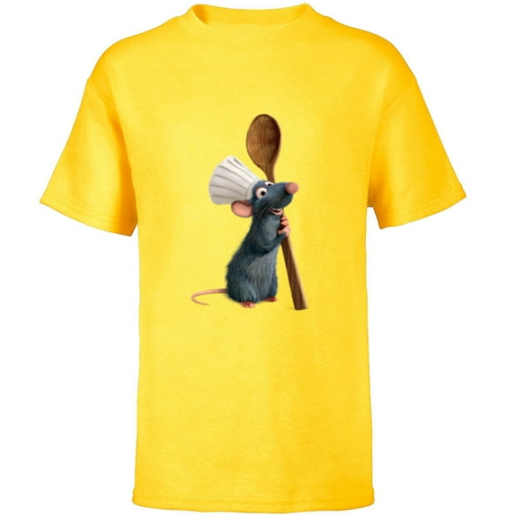 Disney Pixar Ratatouille Chef Remy with Spoon - Short Sleeve T-Shirt for Kids- Customized-Yellow