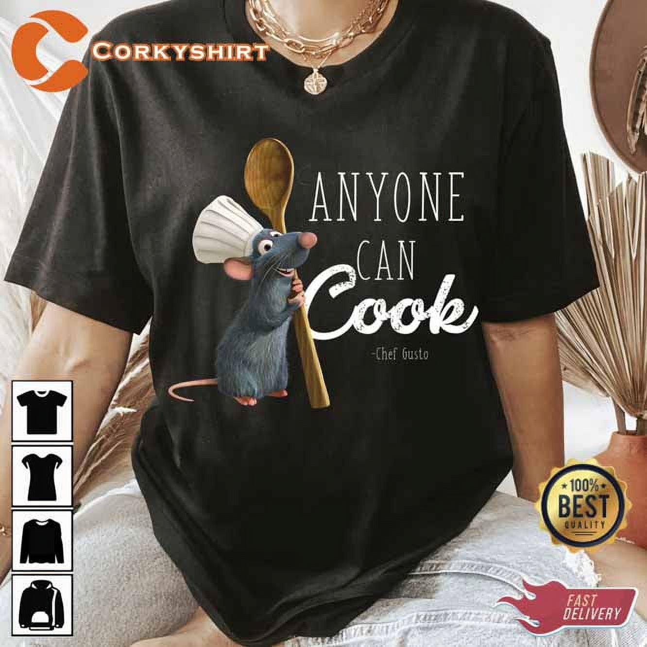 Disney Pixar Ratatouille Remy Anyone Can Cook Quote Tshirt