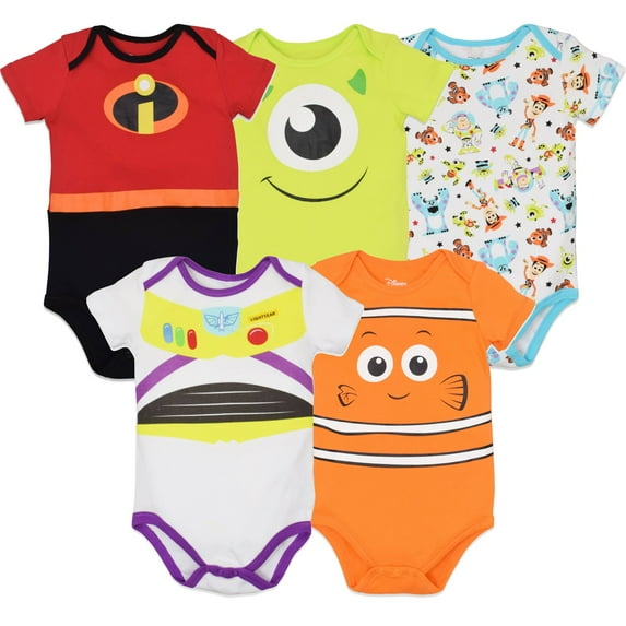 Disney Pixar Sully Infant Baby Boys 5 Pack Bodysuits Newborn to Infant