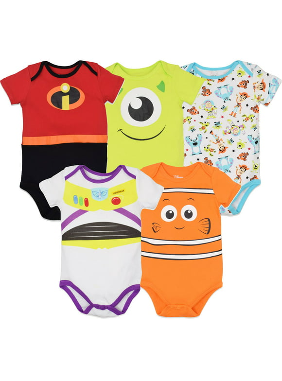 Disney Pixar Sully Newborn Baby Boys 5 Pack Bodysuits Newborn to Infant