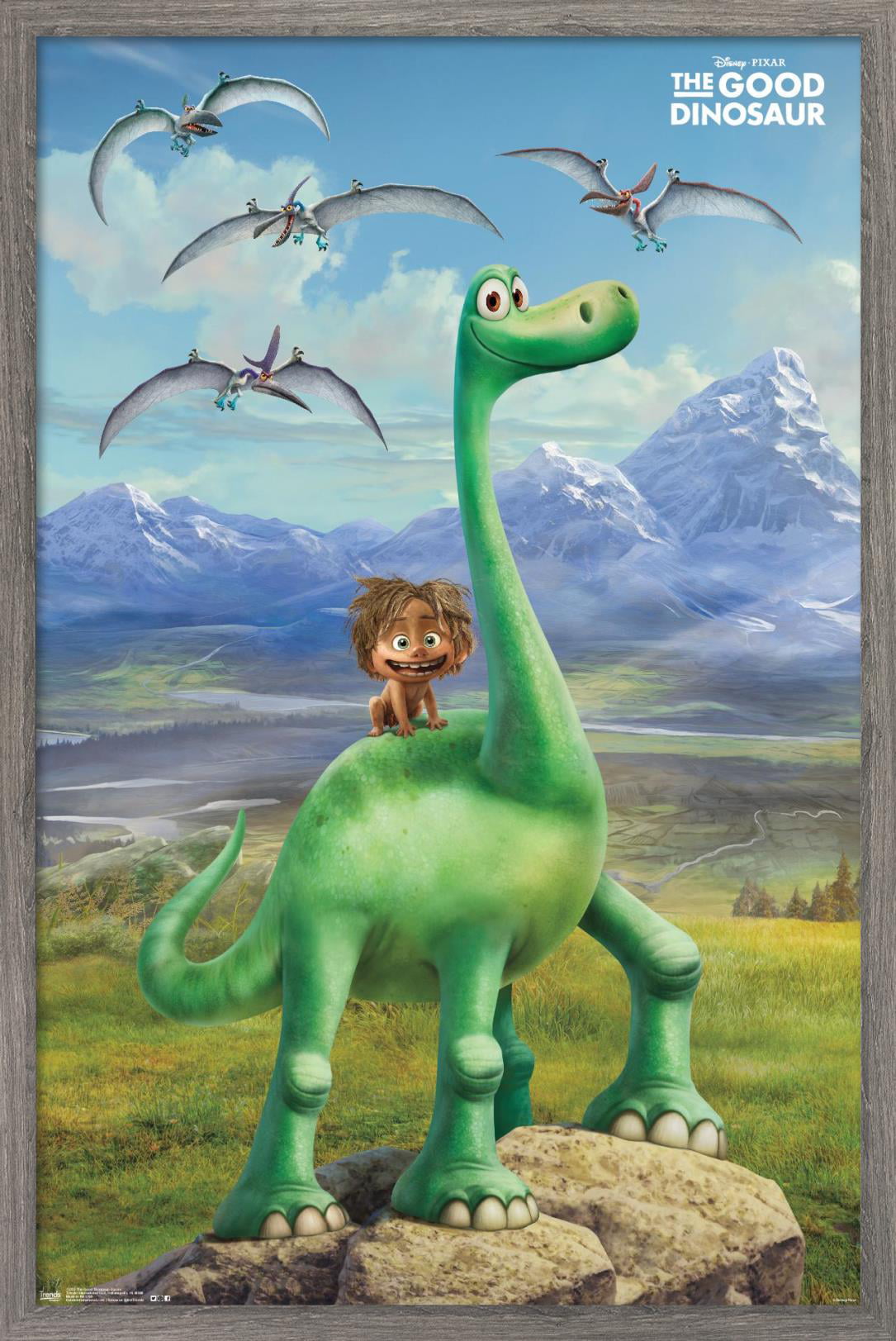 Disney Pixar The Good Dinosaur - Faces Wall Poster, 22.375 x 34, Framed 
