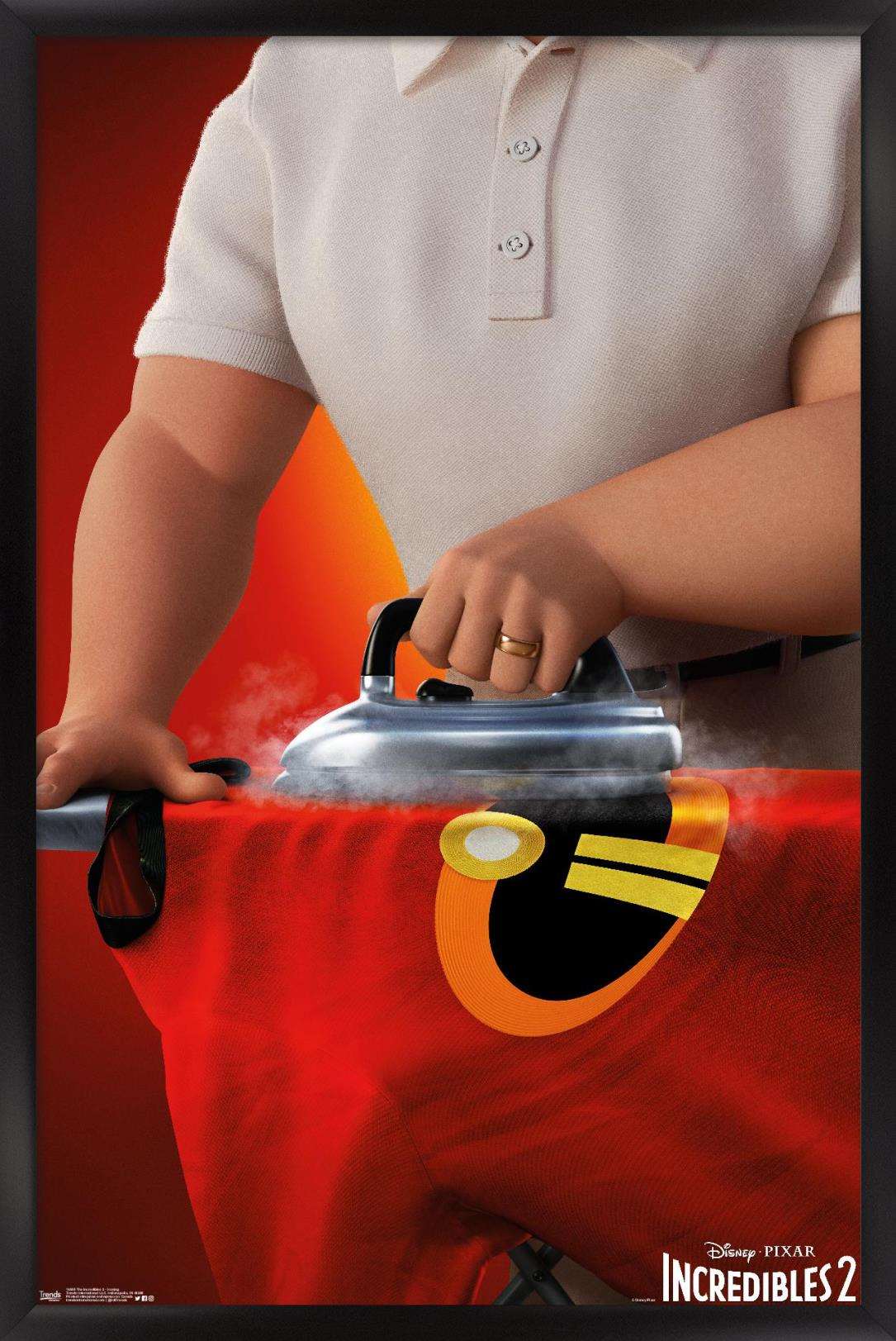 Disney Pixar The Incredibles 2 - Ironing Wall Poster, 14.725" x 22.375", Framed