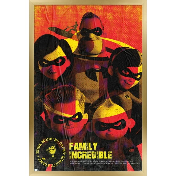Disney Pixar The Incredibles - Family Incredible Wall Poster, 14.725" x 22.375", Framed