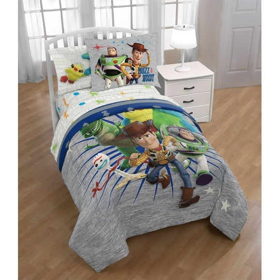 Disney Pixar Toy Story 3 Piece Bed in a Bag, Twin, Microfiber, Gray