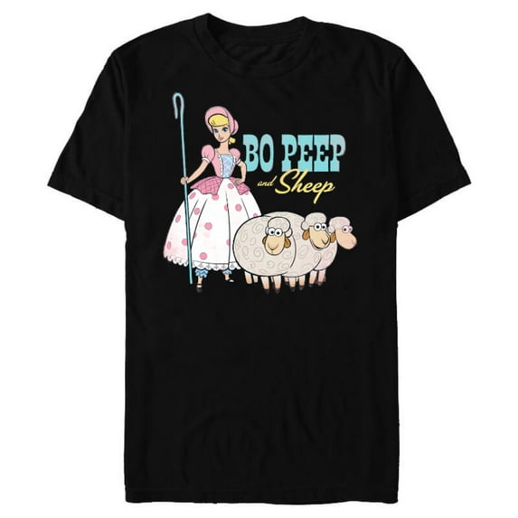 Disney Pixar Toy Story 4 Bo Peep and Sheep T-Shirt- Short Sleeve Blended T-Shirt for Adults - Customized-Black