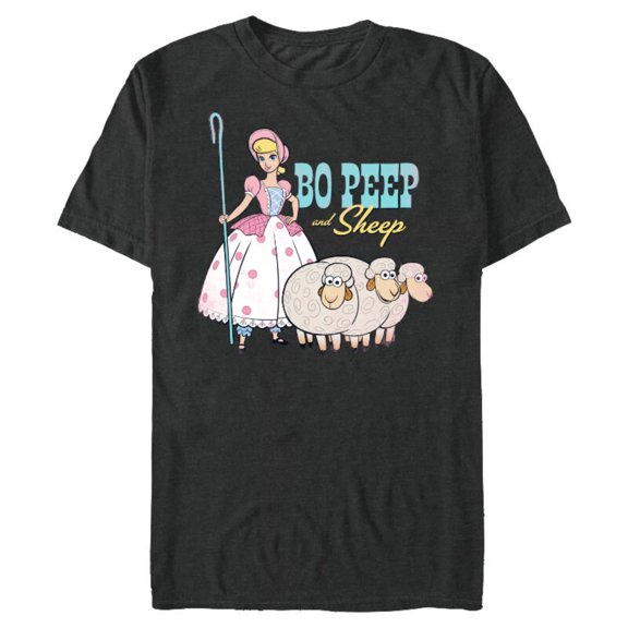 Disney Pixar Toy Story 4 Bo Peep and Sheep T-Shirt- Short Sleeve Blended T-Shirt for Adults - Customized-Dark Heather