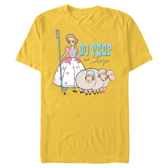 Disney Pixar Toy Story 4 Bo Peep and Sheep T-Shirt- Short Sleeve Blended T-Shirt for Adults - Customized-Yellow