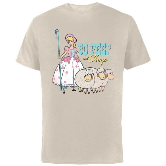 Disney Pixar Toy Story 4 Bo Peep and Sheep T-Shirt - Short Sleeve Cotton T-Shirt for Adults - Customized-Natural