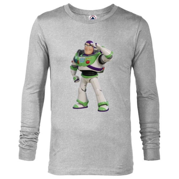 Disney Pixar Toy Story 4 Buzz Lightyear Hero Salute T-Shirt - Long Sleeve T-Shirt for Men - Customized-Athletic Heather