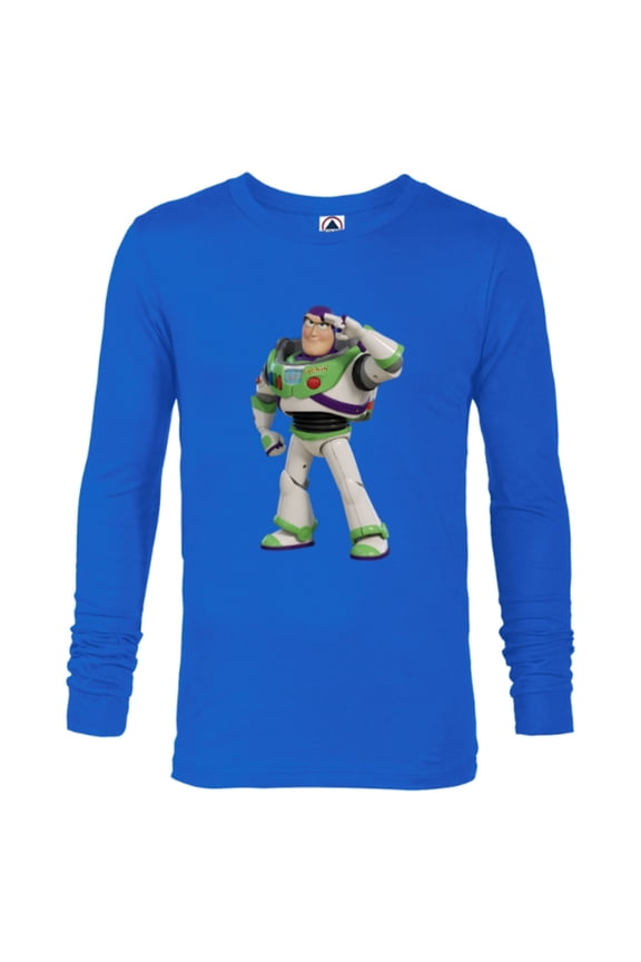 Disney Pixar Toy Story 4 Buzz Lightyear Hero Salute T-Shirt - Long Sleeve T-Shirt for Men - Customized-Royal