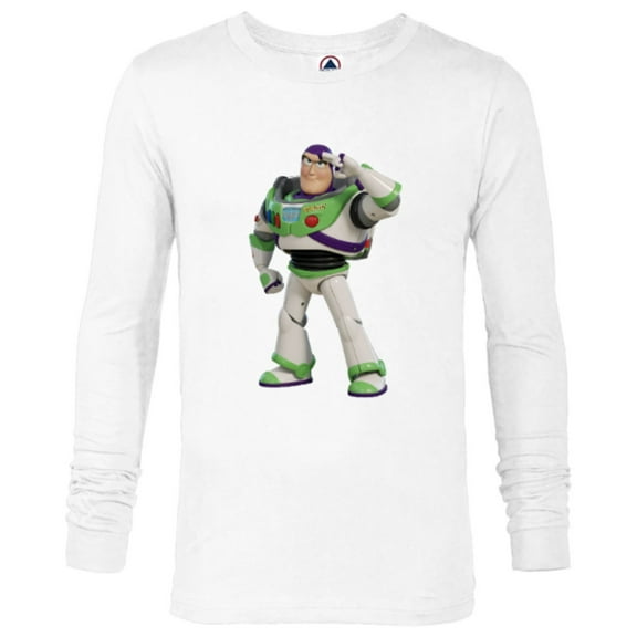 Disney Pixar Toy Story 4 Buzz Lightyear Hero Salute T-Shirt - Long Sleeve T-Shirt for Men - Customized-White