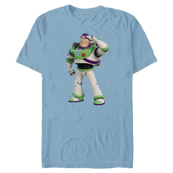 Disney Pixar Toy Story 4 Buzz Lightyear Hero Salute T-Shirt- Short Sleeve Blended T-Shirt for Adults - Customized-Ocean Blue