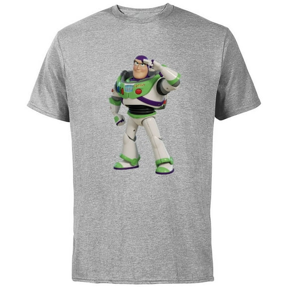 Disney Pixar Toy Story 4 Buzz Lightyear Hero Salute T-Shirt - Short Sleeve Cotton T-Shirt for Adults - Customized-Athletic Heather
