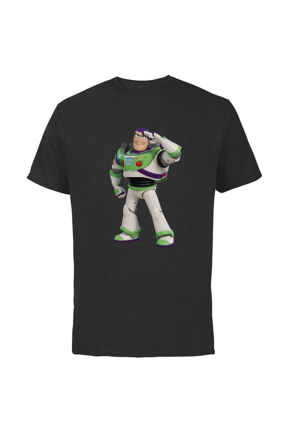 Disney Pixar Toy Story 4 Buzz Lightyear Hero Salute T-Shirt - Short Sleeve Cotton T-Shirt for Adults - Customized-Black