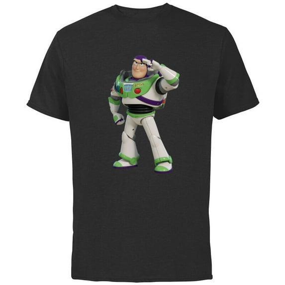 Disney Pixar Toy Story 4 Buzz Lightyear Hero Salute T-Shirt - Short Sleeve Cotton T-Shirt for Adults - Customized-Black