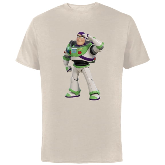 Disney Pixar Toy Story 4 Buzz Lightyear Hero Salute T-Shirt - Short Sleeve Cotton T-Shirt for Adults - Customized-Natural