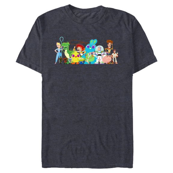 Disney Pixar Toy Story 4 Character Group Shot T-Shirt- Short Sleeve Blended T-Shirt for Adults - Customized-Denim Snow Heather