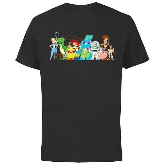 Disney Pixar Toy Story 4 Character Group Shot T-Shirt - Short Sleeve Cotton T-Shirt for Adults - Customized-Black