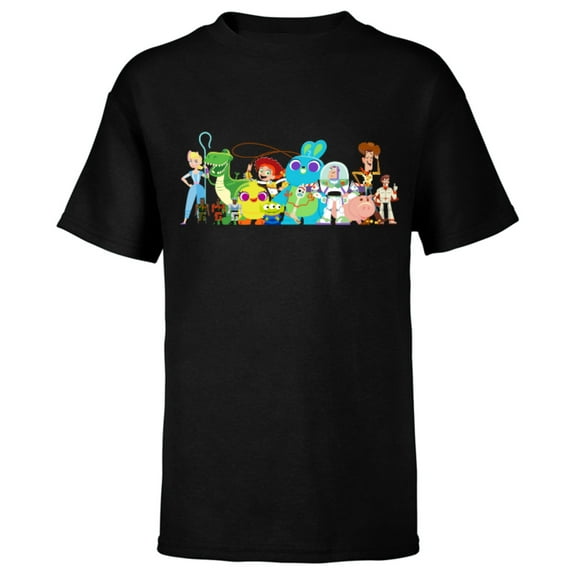 Disney Pixar Toy Story 4 Character Group Shot T-Shirt - Short Sleeve T-Shirt for Kids - Customized-Black