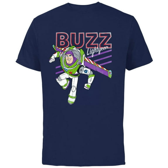 Disney Pixar Toy Story 4 Classic Buzz Lightyear T-Shirt - Short Sleeve Cotton T-Shirt for Adults - Customized-Navy