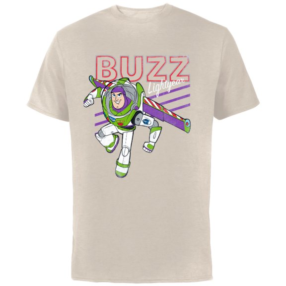 Disney Pixar Toy Story 4 Classic Buzz Lightyear T-Shirt - Short Sleeve Cotton T-Shirt for Adults - Customized-Natural