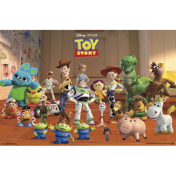 m*中様 Topps Pixar Gold ToyStory 4 WallArt Disney Pixar Toy Story 4 - Collage Wall Poster, 22.375