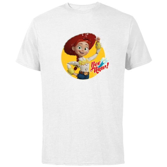 Disney Pixar Toy Story 4 Cowgirl Jessie Yee Haw T-Shirt - Short Sleeve Cotton T-Shirt for Adults - Customized-White