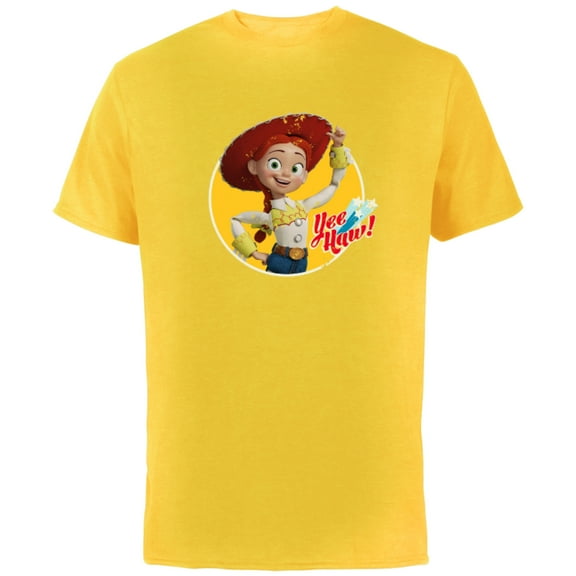 Disney Pixar Toy Story 4 Cowgirl Jessie Yee Haw T-Shirt - Short Sleeve Cotton T-Shirt for Adults - Customized-Yellow