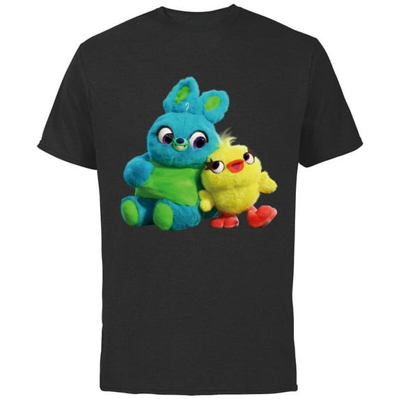 Disney Pixar Toy Story 4 Ducky and Bunny Plush Pals T-Shirt - Short Sleeve Cotton T-Shirt for Adults - Customized-Black
