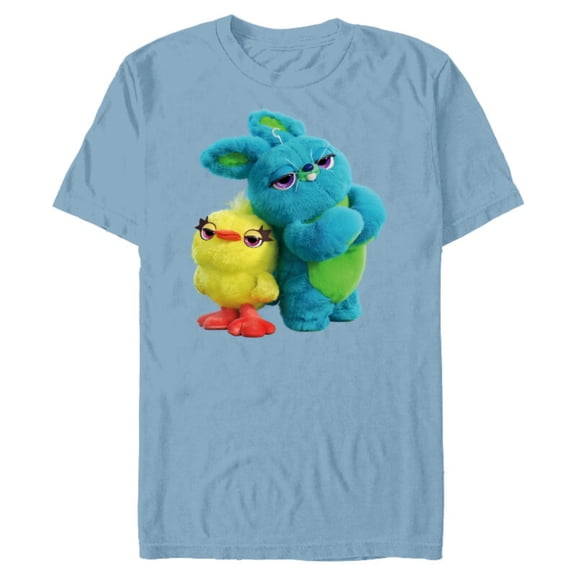 Disney Pixar Toy Story 4 Ducky and Bunny Tough Pose T-Shirt- Short Sleeve Blended T-Shirt for Adults - Customized-Celadon Snow Heather