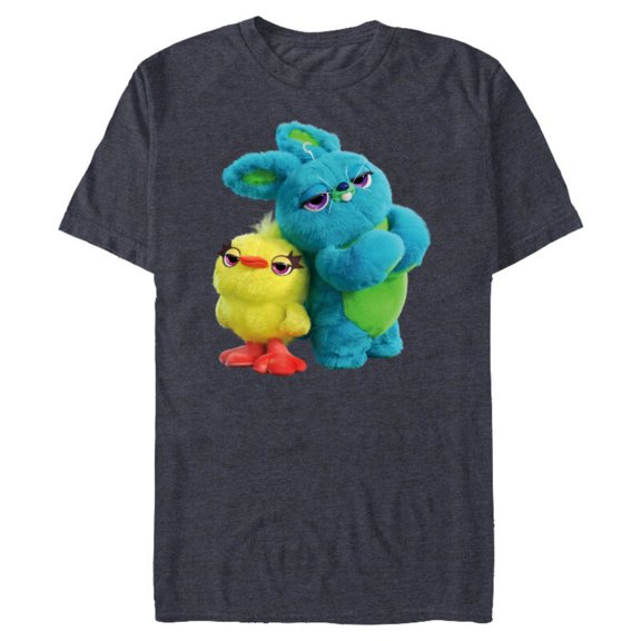 Disney Pixar Toy Story 4 Ducky and Bunny Tough Pose T-Shirt- Short Sleeve Blended T-Shirt for Adults - Customized-Denim Snow Heather