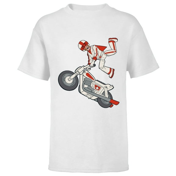 Disney Pixar Toy Story 4 Duke Caboom Stunt Jump T-Shirt - Short Sleeve T-Shirt for Kids - Customized-White