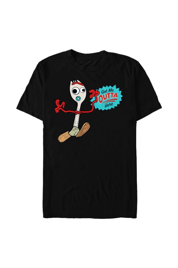 Toy Story 4 Forky Get Me Outta Here T-Shirt- Short Sleeve Blended T-Shirt for Adults - Customized-Black
