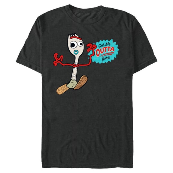 Disney Pixar Toy Story 4 Forky Get Me Outta Here T-Shirt- Short Sleeve Blended T-Shirt for Adults - Customized-Dark Heather