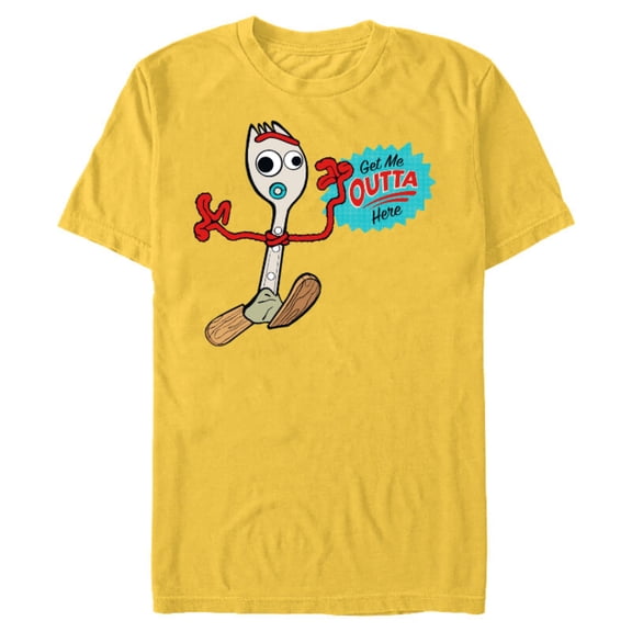 Disney Pixar Toy Story 4 Forky Get Me Outta Here T-Shirt- Short Sleeve Blended T-Shirt for Adults - Customized-Yellow