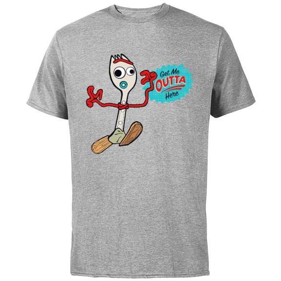 Disney Pixar Toy Story 4 Forky Get Me Outta Here T-Shirt - Short Sleeve Cotton T-Shirt for Adults - Customized-Athletic Heather