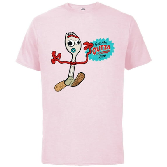 Disney Pixar Toy Story 4 Forky Get Me Outta Here T-Shirt - Short Sleeve Cotton T-Shirt for Adults - Customized-Soft Pink