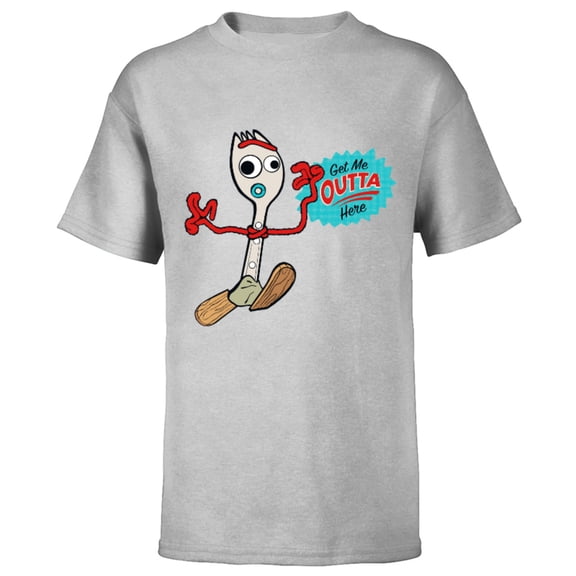 Disney Pixar Toy Story 4 Forky Get Me Outta Here T-Shirt - Short Sleeve T-Shirt for Kids - Customized-Athletic Heather