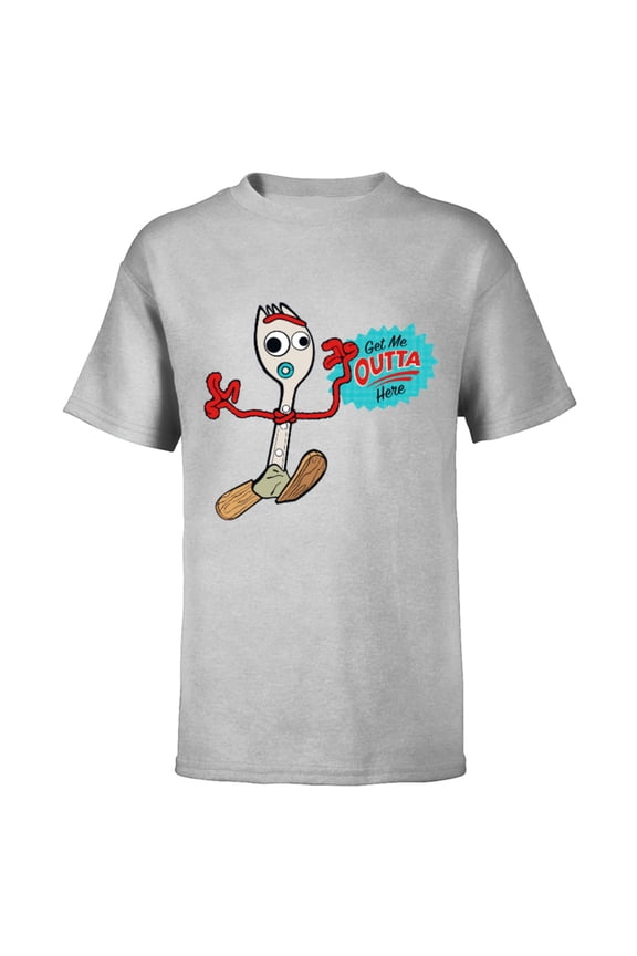 Disney Pixar Toy Story 4 Forky Get Me Outta Here T-Shirt - Short Sleeve T-Shirt for Kids - Customized-Athletic Heather