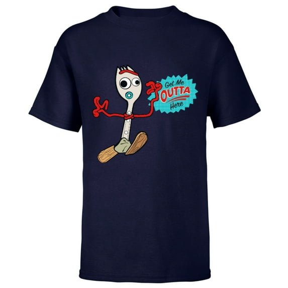 Disney Pixar Toy Story 4 Forky Get Me Outta Here T-Shirt - Short Sleeve T-Shirt for Kids - Customized-Navy