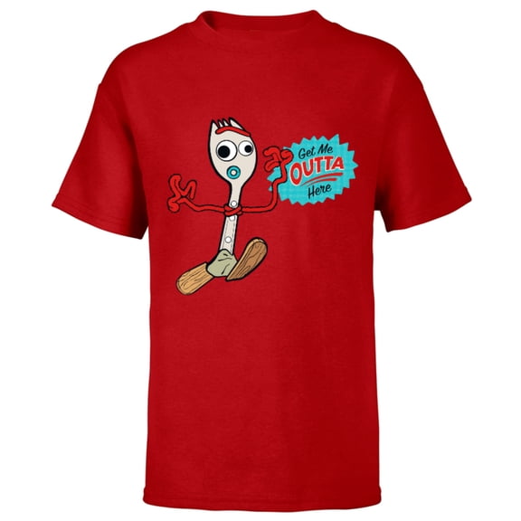 Disney Pixar Toy Story 4 Forky Get Me Outta Here T-Shirt - Short Sleeve T-Shirt for Kids - Customized-Red