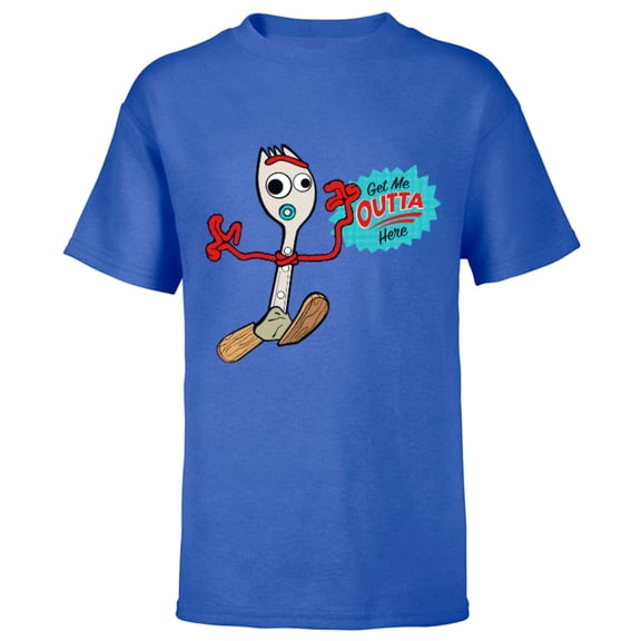 Disney Pixar Toy Story 4 Forky Get Me Outta Here T-Shirt - Short Sleeve T-Shirt for Kids - Customized-Royal