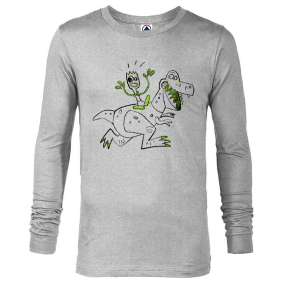 Disney Pixar Toy Story 4 Forky Rides Rex Sketch T-Shirt - Long Sleeve T-Shirt for Men - Customized-Athletic Heather