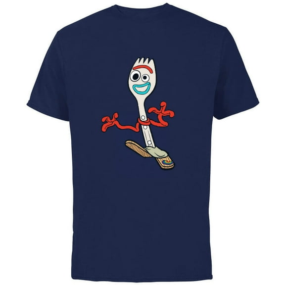 Disney Pixar Toy Story 4 Forky Running T-Shirt - Short Sleeve Cotton T-Shirt for Adults - Customized-Navy